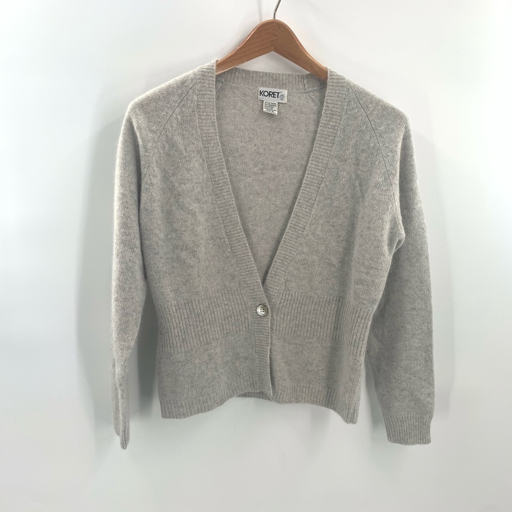 Vintage KORET 80's Gray Cardigan Lambswool/Angora Women's Size Medium